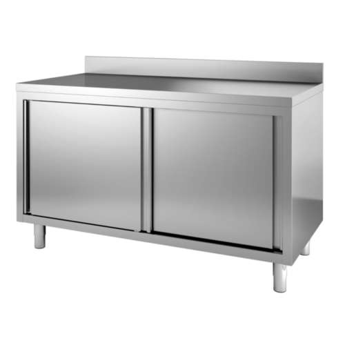  HorecaTraders Table de travail avec portes coulissantes | acier inoxydable | 85(H)x70 x140cm 