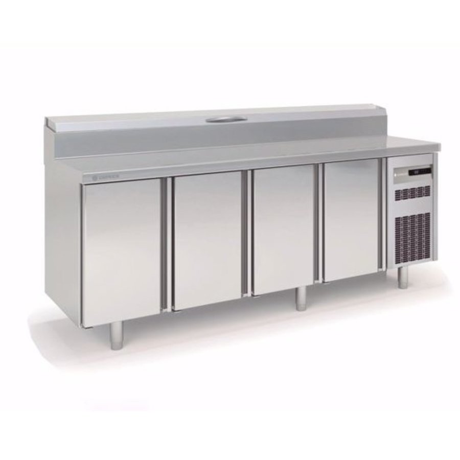 Établi de refroidissement | 4 portes | Entièrement en acier inoxydable | 224,5x70x85/104,3(h)cm
