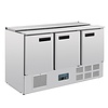 Polar Saladette réfrigérée 3 portes | acier inoxydable | 368L | 88,5(h)x137x70 cm