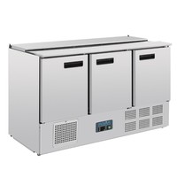 Saladette réfrigérée 3 portes | acier inoxydable | 368L | 88,5(h)x137x70 cm
