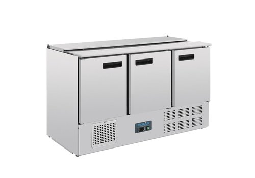  Polar Saladette réfrigérée 3 portes | acier inoxydable | 368L | 88,5(h)x137x70 cm 