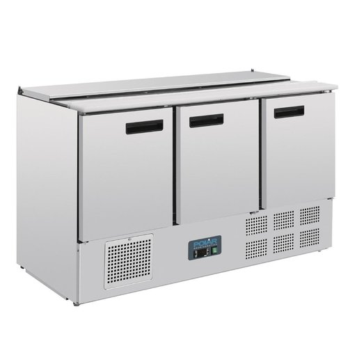  Polar Refrigerated saladette 3 doors | stainless steel | 368L| 88.5(h)x137x70 cm 
