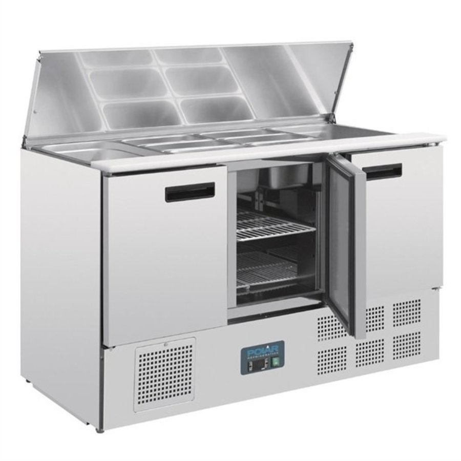 Saladette réfrigérée 3 portes | acier inoxydable | 368L | 88,5(h)x137x70 cm