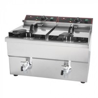 Electric Double Fryer | 2 x 8L | with drain tap | EGO thermostat