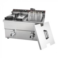 Elektrische Doppelfritteuse | 2 x 8L | mit Ablasshahn | EGO-Thermostat