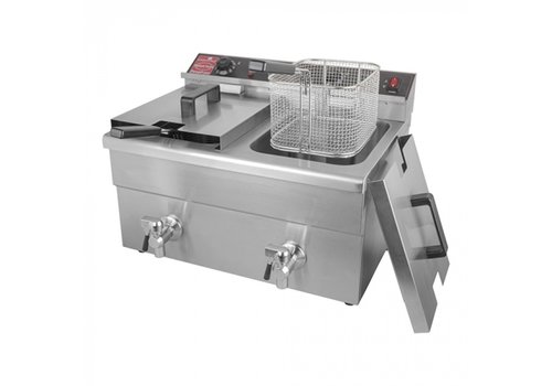  CaterChef  Doppelfritteuse | 2 x 8L | mit Ablasshahn | EGO-Thermostat 
