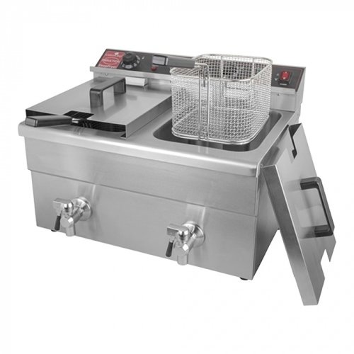  CaterChef  Doppelfritteuse | 2 x 8L | mit Ablasshahn | EGO-Thermostat 