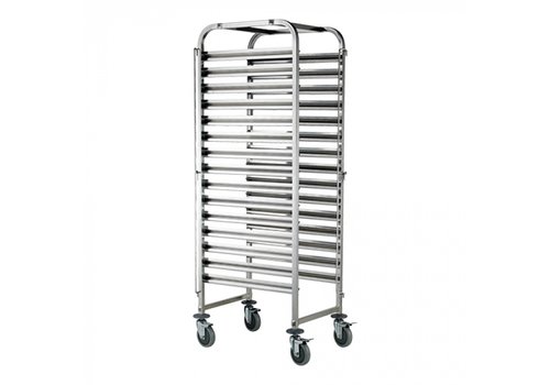  CaterChef  chariot à étagères | acier inoxydable | 16 niveaux | 173,5 (h) x 46 x 62 cm 