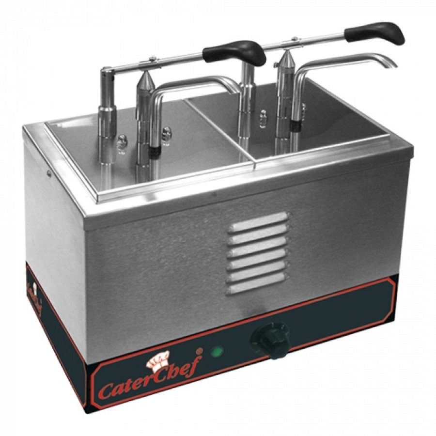 Distributeur de sauce double 4,6 L | acier inoxydable | 27(H)x36,5(L)x27,5(P)cm