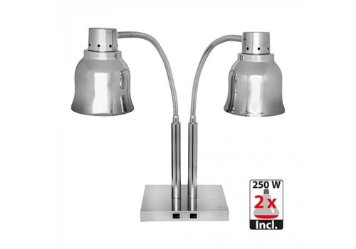  CaterChef  Lampe chauffante double 250W | acier inoxydable | 27x22x65(H) cm 