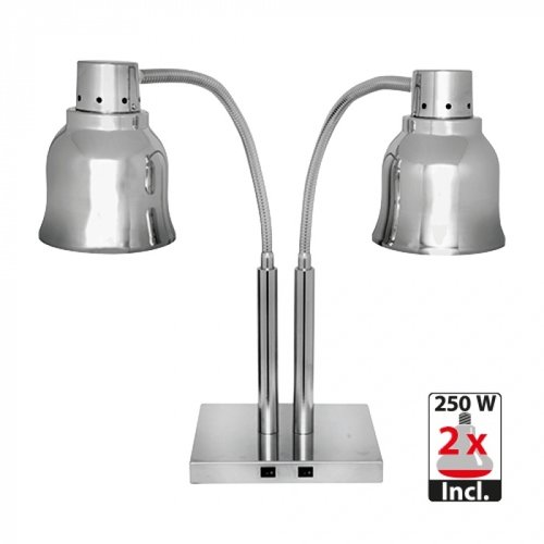  CaterChef  Lampe chauffante double 250W | acier inoxydable | 27x22x65(H) cm 