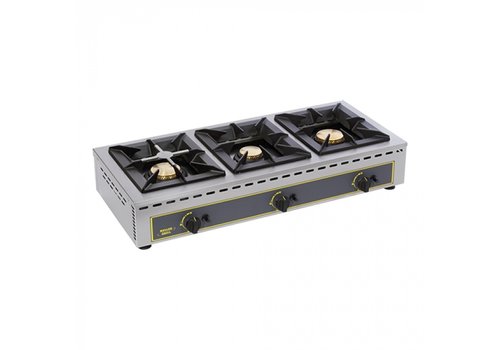  HorecaTraders Cooker | 3 area | Gas | stainless steel | 20(h)x101x51 cm 