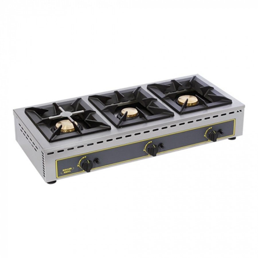 Appareil de cuisson | 3 zones | Gaz | acier inoxydable | 20(h)x101x51 cm