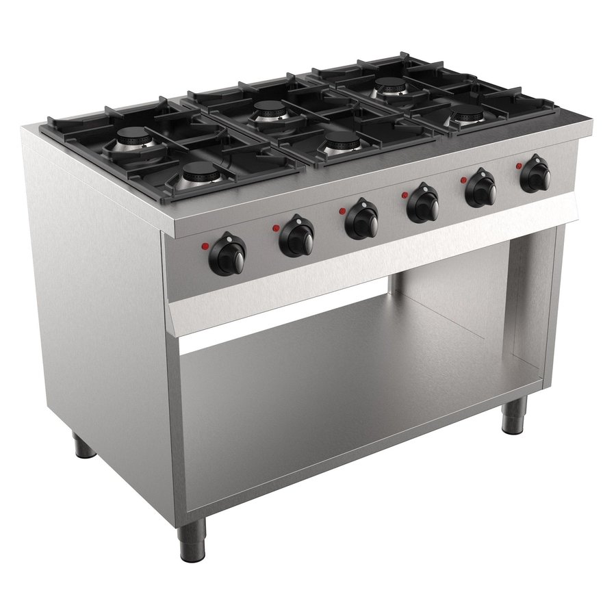 Cuisinière à gaz à base ouverte | 6 brûleurs