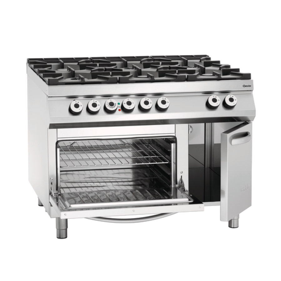 Cuisinière à gaz | 6 brûleurs | 2/1GN | 655x550x300 mm