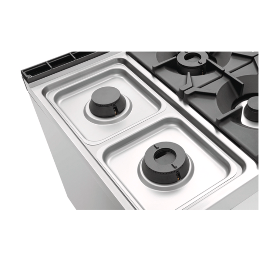 Cuisinière à gaz | 6 brûleurs | 2/1GN | 655x550x300 mm