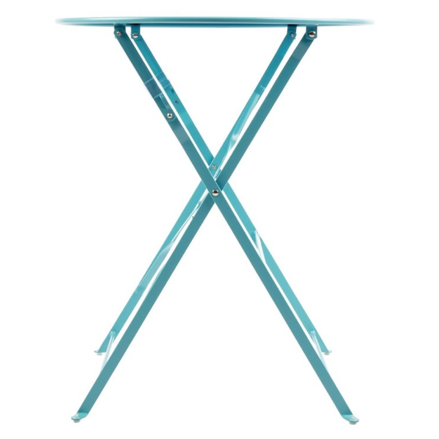 Round steel folding table | 59.5cm | Turquoise