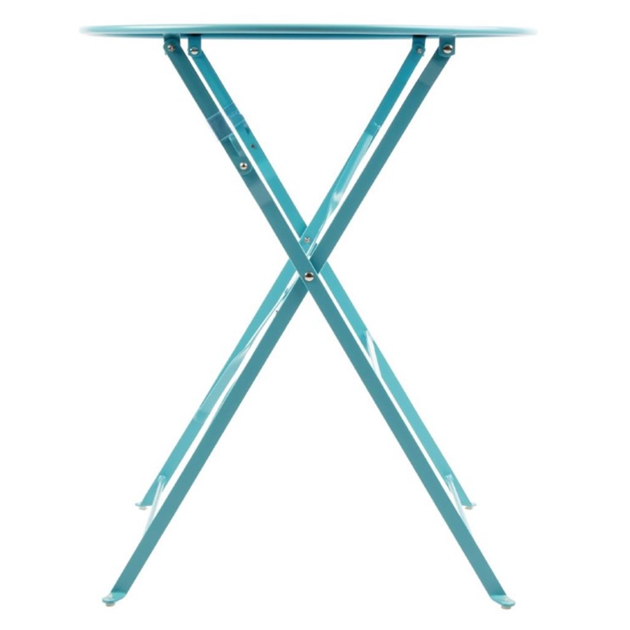 Table pliante ronde en acier | 59,5 cm | Turquoise