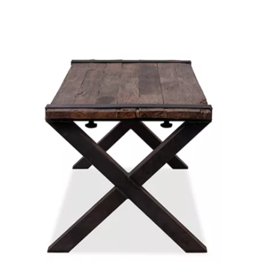 Tisch | Braun-Schwarz | Hartholz | Niedrig | 220x80x76cm
