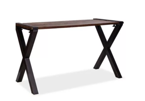  HorecaTraders Table haute en bois dur marron-noir | 220x80x(h)110cm 