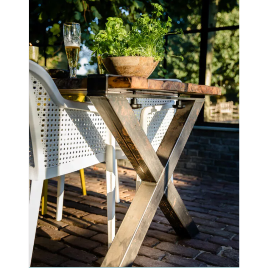 Table Brown-Black Hardwood High | 220x80x (h) 110cm