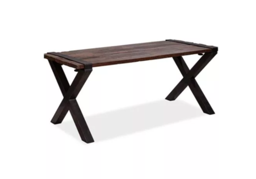  HorecaTraders Table basse en bois dur marron-noir | 180x80x(h)76cm 