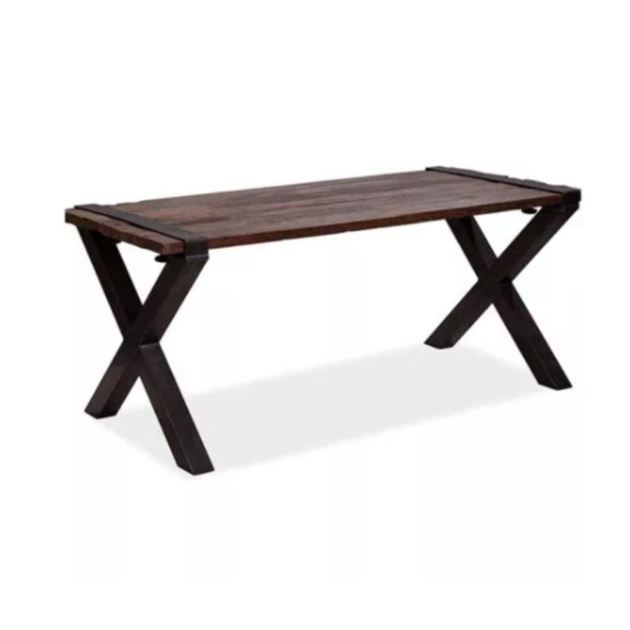 Table basse en bois dur marron-noir | 180x80x(h)76cm