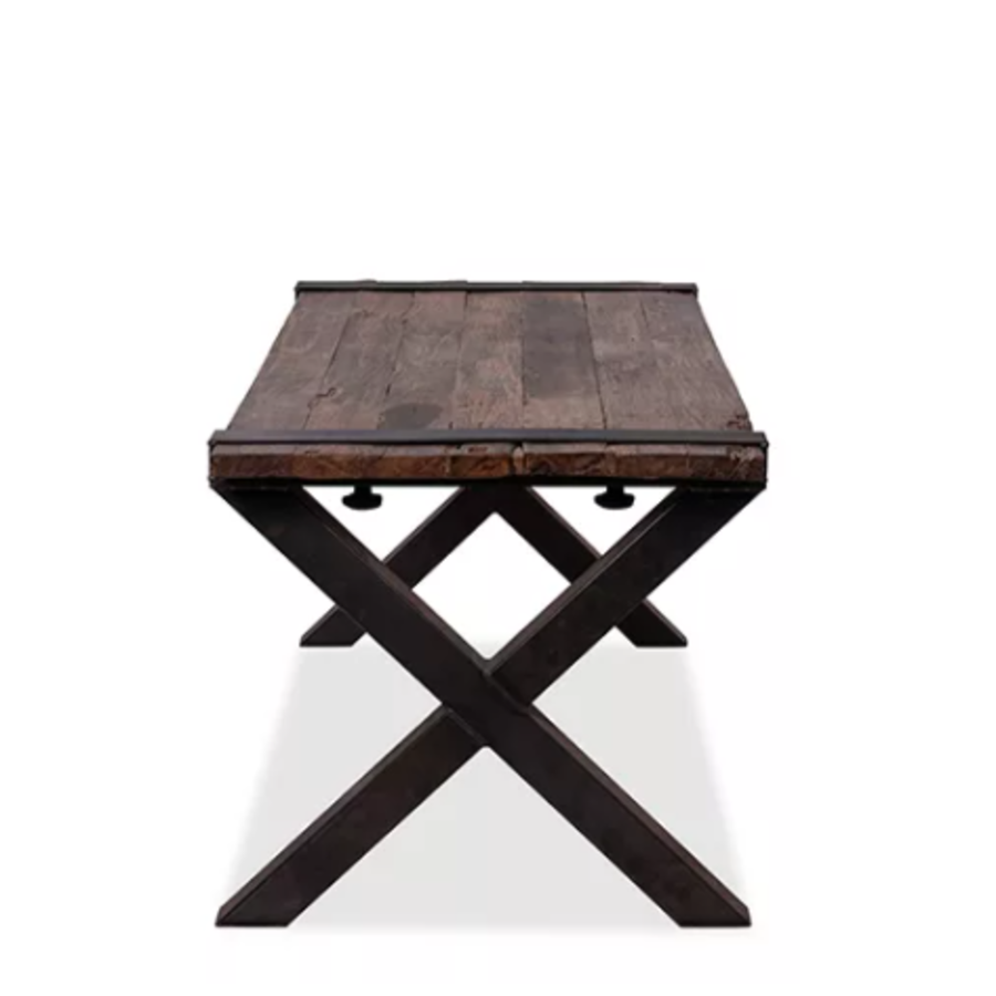 Table basse en bois dur marron-noir | 180x80x(h)76cm
