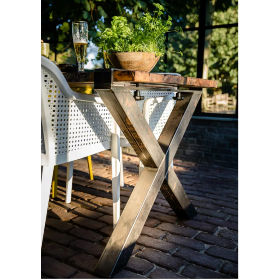 Table basse en bois dur marron-noir | 180x80x(h)76cm
