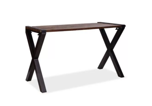  HorecaTraders Table haute en bois dur marron-noir | 180x80x(h)110cm 