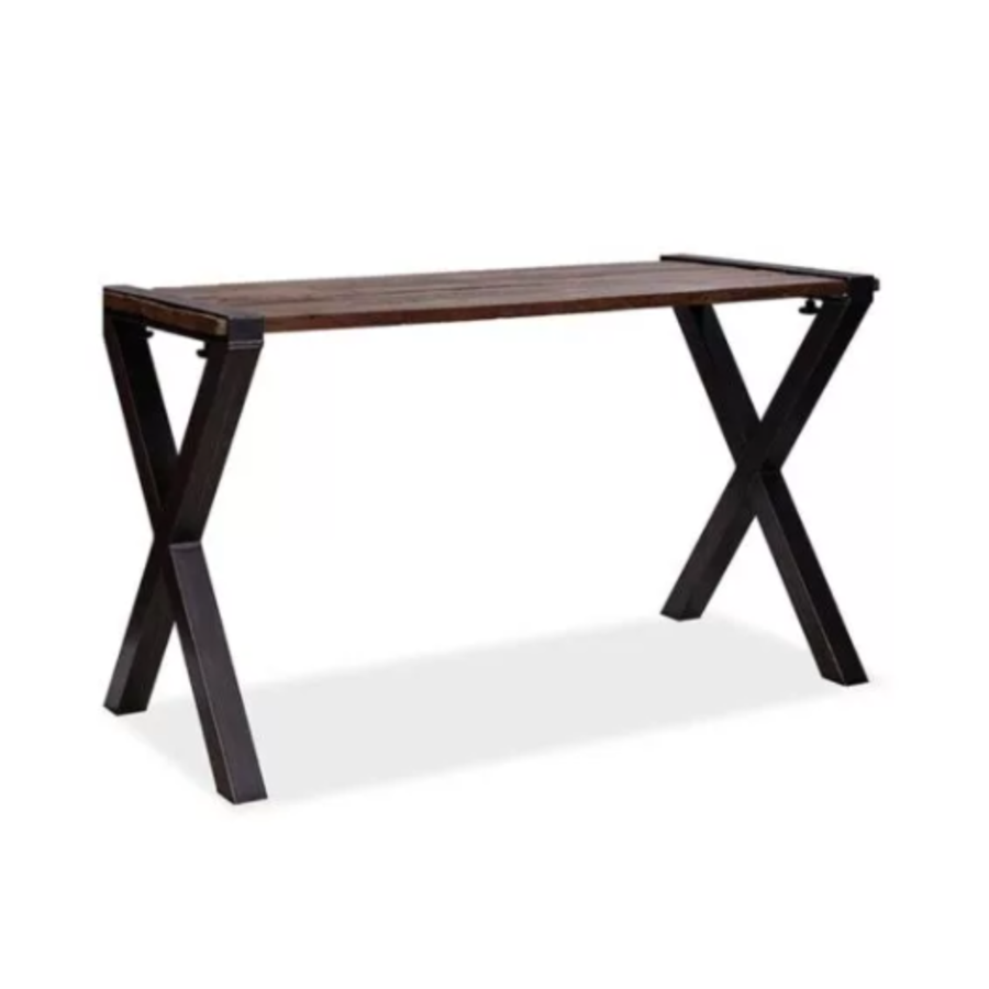 Table haute en bois dur marron-noir | 180x80x(h)110cm