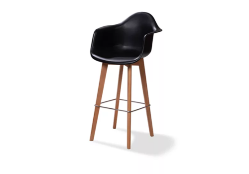  HorecaTraders Tabouret de bar Keeve avec accoudoirs | 59x61x(h)119cm | Noir-Brun 