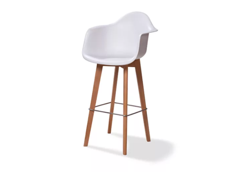  HorecaTraders Keeve Bar Stool With Armrest | 59x61x (h) 119cm | White-Brown 