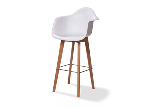  HorecaTraders Tabouret de bar Keeve avec accoudoirs | 59x61x(h)119cm | Blanc-Brun 
