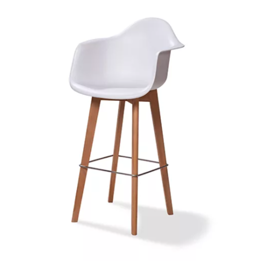 Tabouret de bar Keeve avec accoudoirs | 59x61x(h)119cm | Blanc-Brun