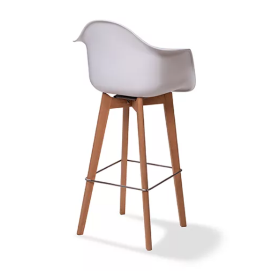 Keeve Bar Stool With Armrest | 59x61x (h) 119cm | White-Brown