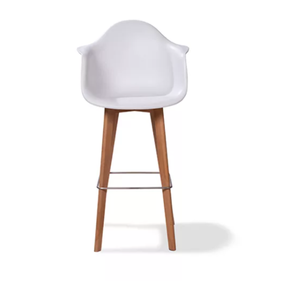 Keeve Bar Stool With Armrest | 59x61x (h) 119cm | White-Brown