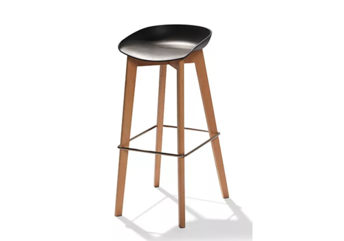  HorecaTraders Tabouret de bar bas Keeve | 47x53x(h)90cm | Noir-Brun 