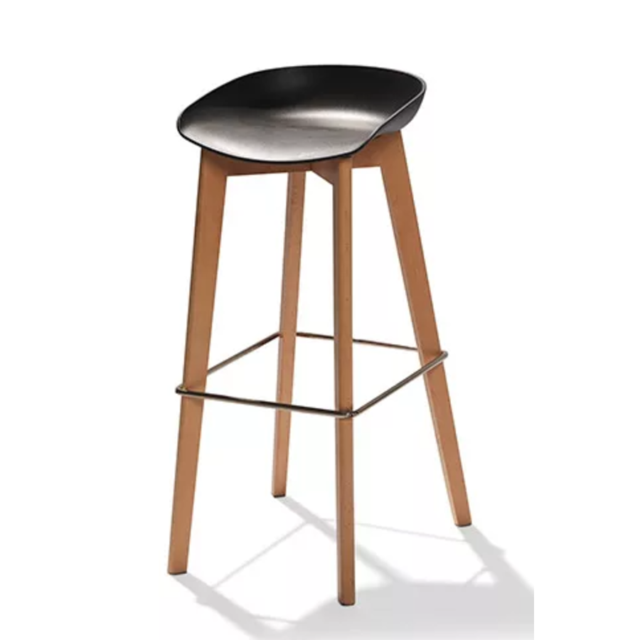 Tabouret de bar bas Keeve | 47x53x(h)90cm | Noir-Brun