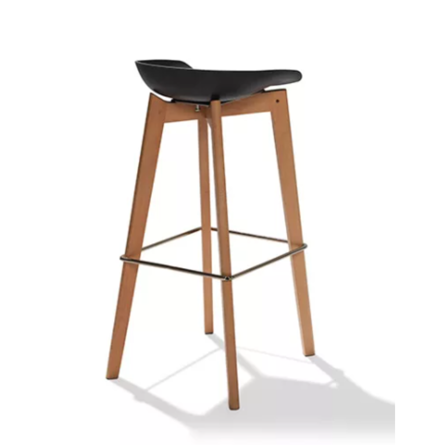 Tabouret de bar bas Keeve | 47x53x(h)90cm | Noir-Brun