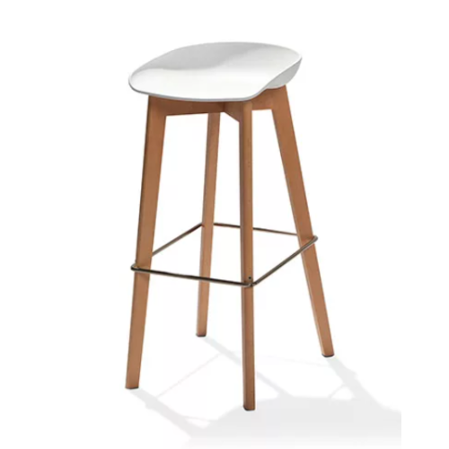  HorecaTraders Tabouret de bar bas Keeve | 47x53x(h)90cm | Blanc-Brun 