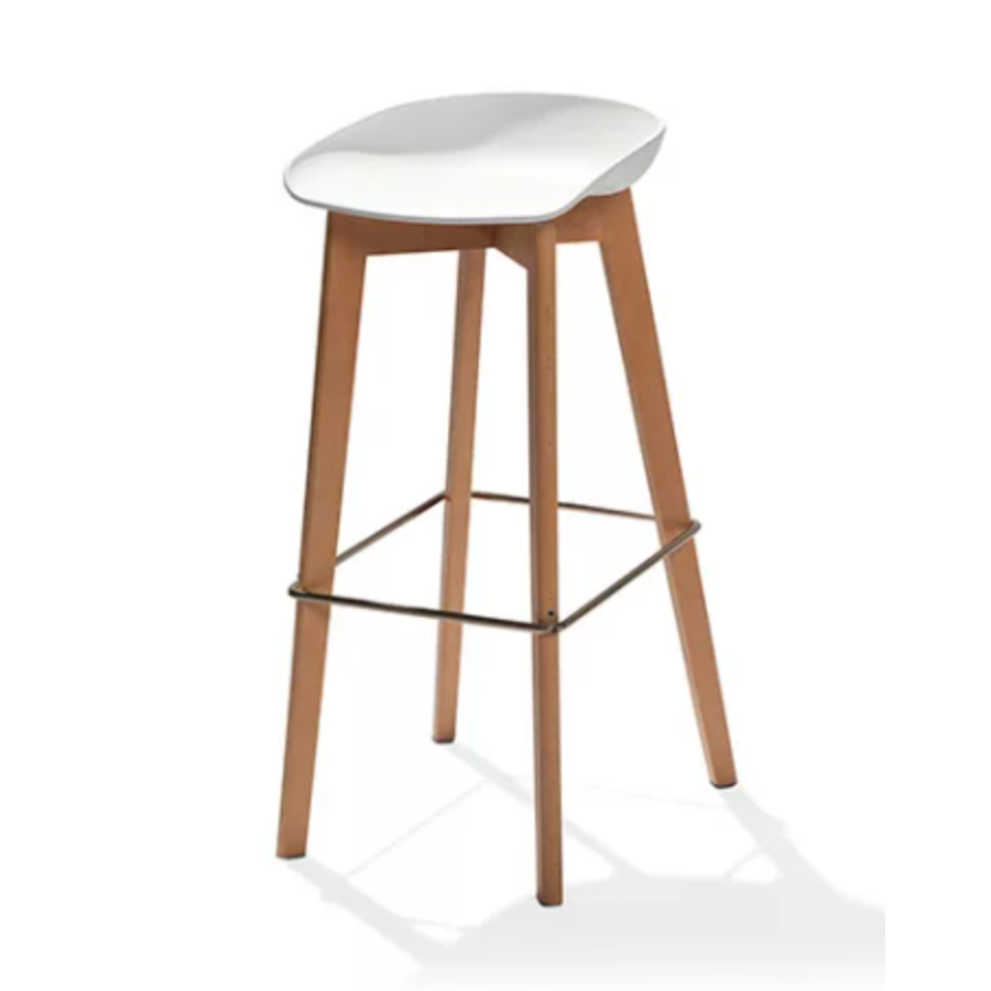 Tabouret de bar bas Keeve | 47x53x(h)90cm | Blanc-Brun