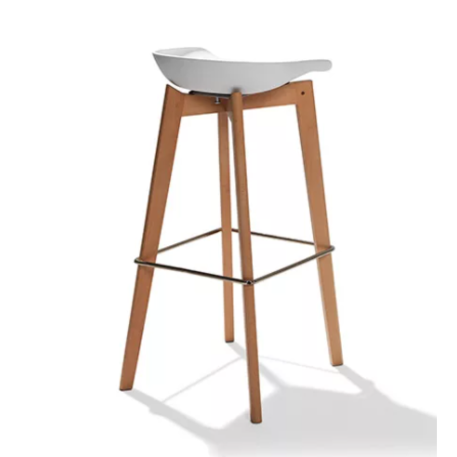 Tabouret de bar bas Keeve | 47x53x(h)90cm | Blanc-Brun