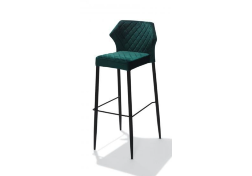  HorecaTraders Barkruk Louis | Kunstleer |  50x47x105cm | Groen | Brandwerend 