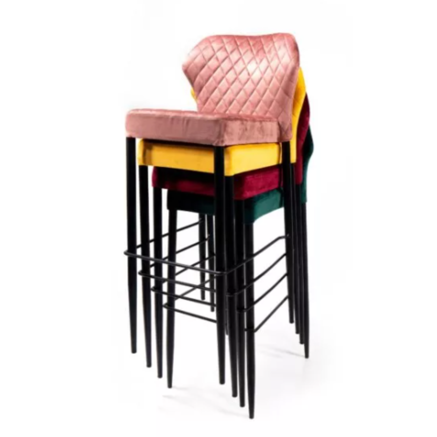 Tabouret de bar Louis | Simili cuir | 50x47x105cm | Vert | Résistant au feu