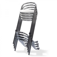 Bar stool | Stackable | Chrome/White | 46x46x98cm