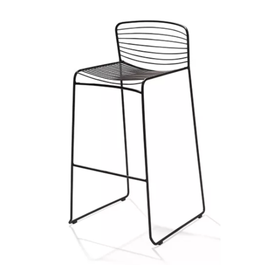 Tabouret de bar en fil d'acier | 49x55x102cm | Noir
