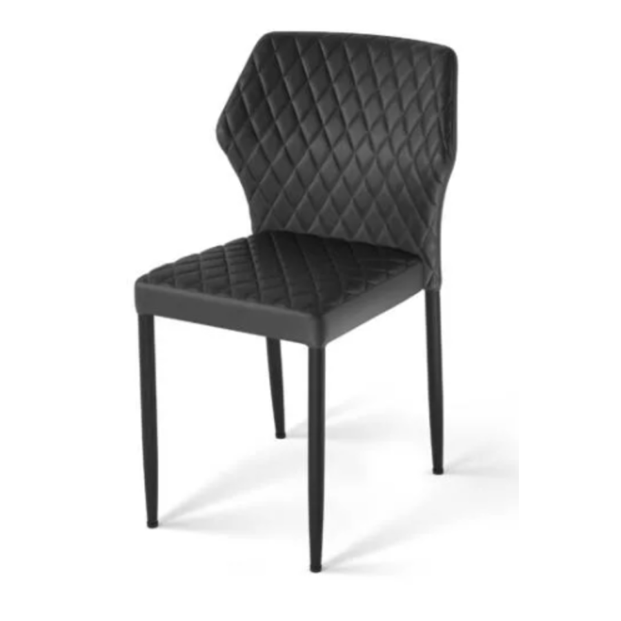 Chaise Louis | Simili cuir | 49x57,5x81,5cm | Noir | Résistant au feu