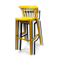 Windson Bar Stool | Plastic | 56x55x103cm | Black