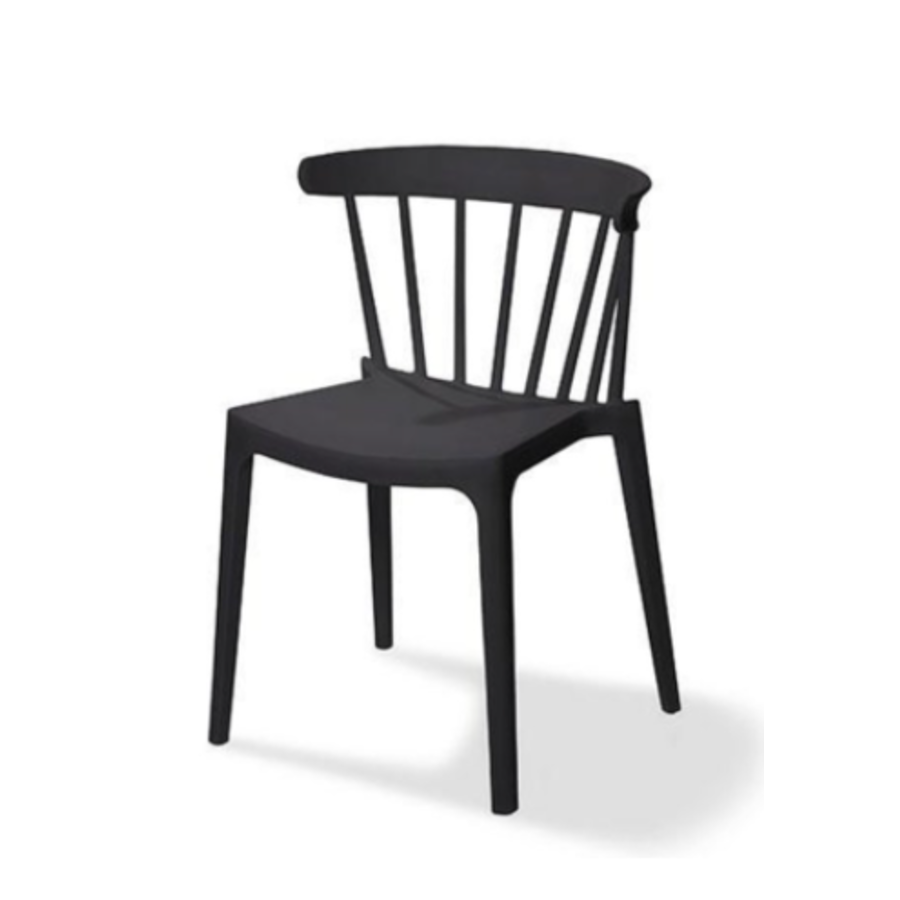 Chair Windsor | Plastic | Black | 54x53x75cm